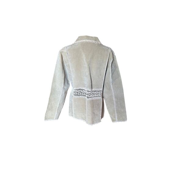 Kroshetta Leather Jacket with Crochet Trim – Women’s XL - Picture 5 of 8